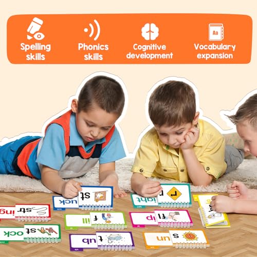Image of Phonics Flash Cards Word Family Build Book,Learn to Read 30 Read and Rhyme Flip Books,Sight Words Flash Cards Kindergarten Phonics Flip Books for Kids Classroom Homeschool Preschool Learning Activity