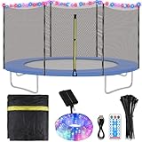 Aodaer Trampoline Replacement Net 14Ft Trampoline Safety Enclosure Net with Solar Rope Lights Breathable Weather Resistant Trampolines Netting for Round Frame
