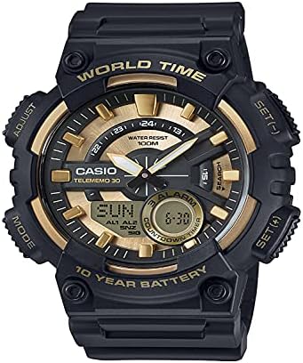 Casio AEQ110BW Series | Menโs Analog-Digital Watch |100M WR | Multi Alarms | 100 SEC Stopwatch | Countdown Timer | World Map for World Time | LED Light | LC Display | 10 Year Battery