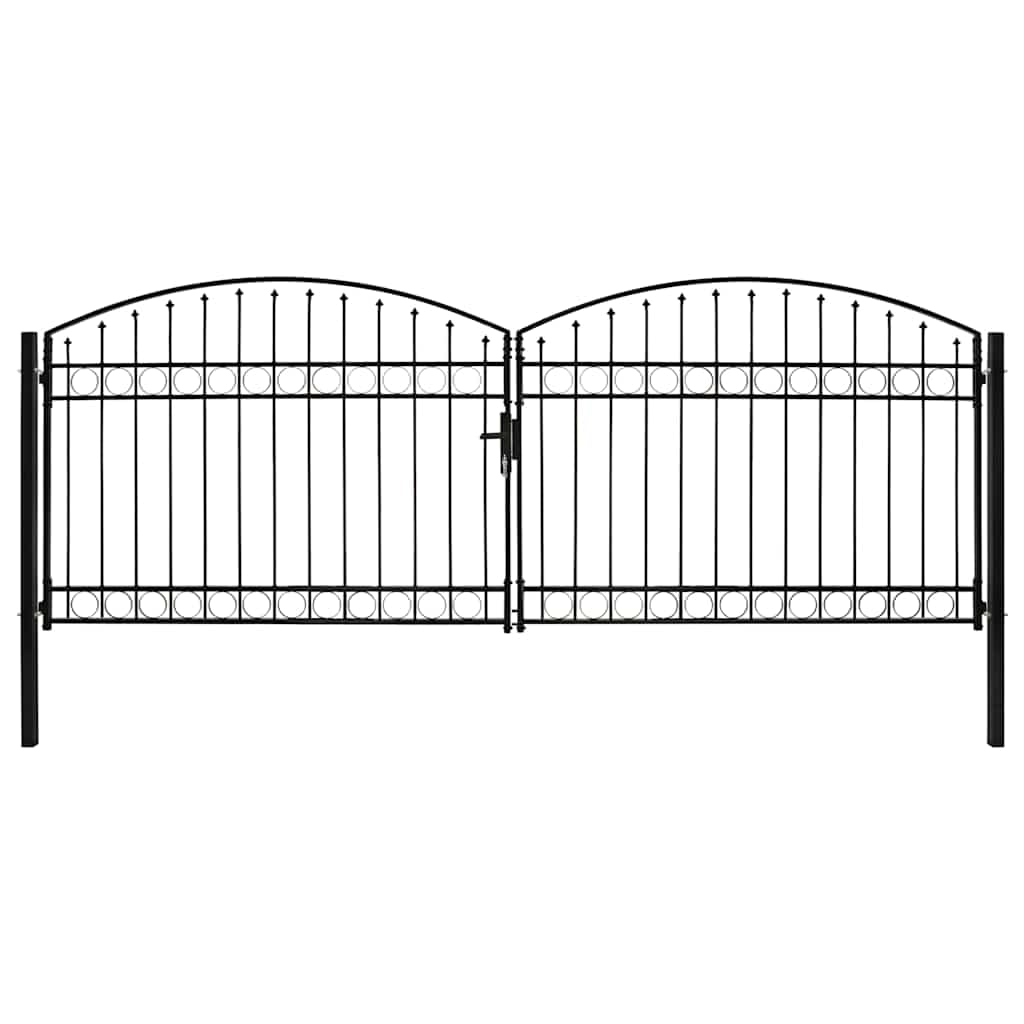 Portal doble batiente acero arqueado 400 x 150 cm para jardín valla