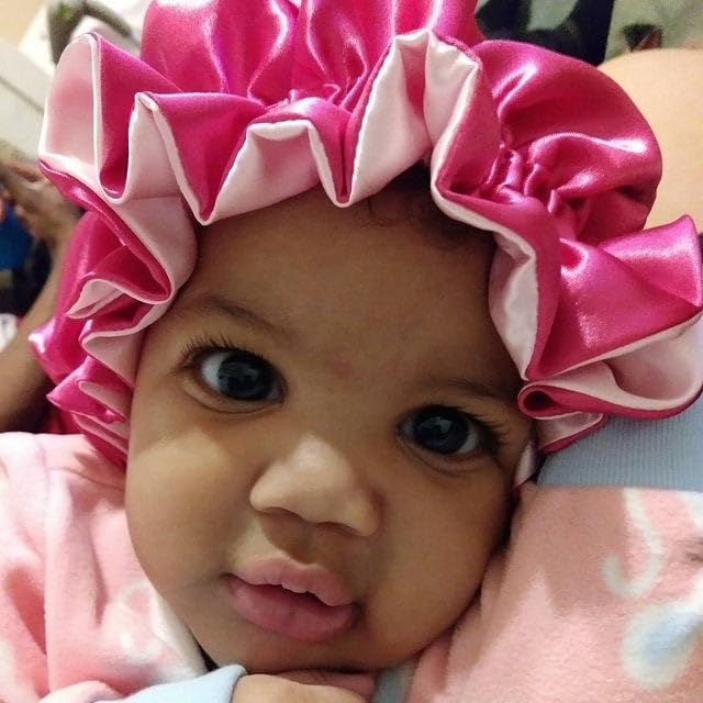 Image of AKISS Baby Infant Newborn Toddler Satin Silk Hair Bonnet for Baby Girl Boy Sleeping Kids Cap Hat