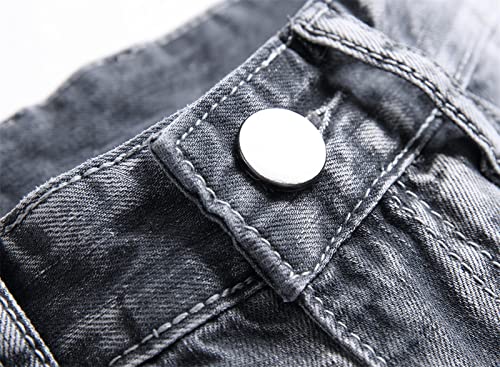 Men's Skinny Distressed Ripped Jeans Classic Destroyed Slim Fit Denim Pencil Pants Washed Straight Leg Biker Jean3