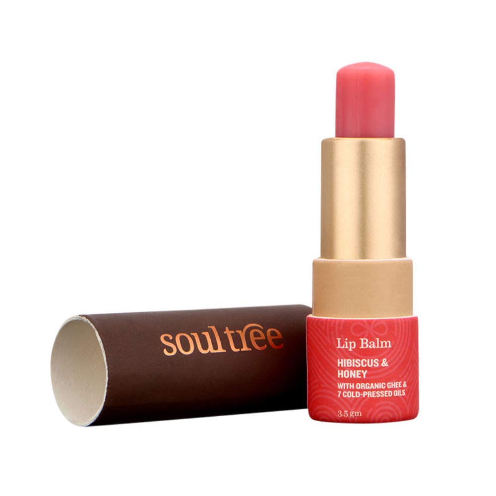 SoulTree Lip Balm - Hibiscus & Honey with  Ghee | Feel nourished, soft & supple - 3.5gm