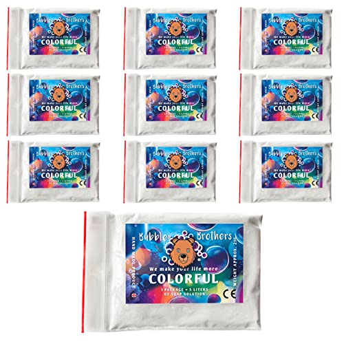 Bubble Brothers Riesenseifenblasen Pulver 10 x 5 Liter Seifenblasenlösung Zauberpulver Seifenblasen Pulver für Seifenwasser Party‘s Geburtstag Hochzeit Geschenk Giant Soap Bubbles 50 Liter Cover