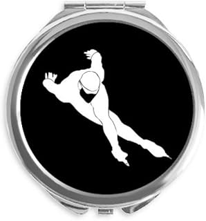 Black Skating Winter Sport Outline Hand Compact Mirror Round Portable Pocket Glass