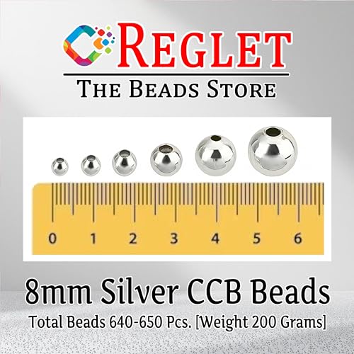 Image of 650 Pcs Silver Pearl Beads for Jewellery Making Kit | Bead Bracelet Making for Women Girls Kids | Crystal Beads for Craft | Pearls for Craft | 8mm | 200g