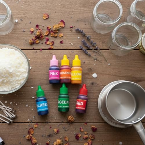 Image of Candle Making Liquid Dye Set 10 ml Each (Pack of 6) | Red, Green, Yellow, Blue, Orange & Pink | Liquid Wax Colour for Soy, Paraffin & Gel | Candle Dye for Candle Making