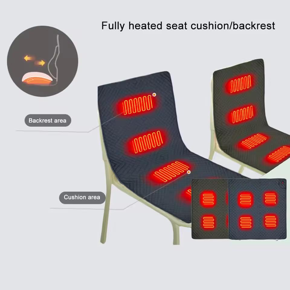 Beheiztes Sitzkissen, 45 x 90 cm Stadion Sitzkissen Beheizt mit 3 Heizstufen, Elektrisch Beheizbare Heizkissen Wärmekissen, USB Beheiztes Heizkissen für Stadion Ausflug Camping Bürostuhl Sofa