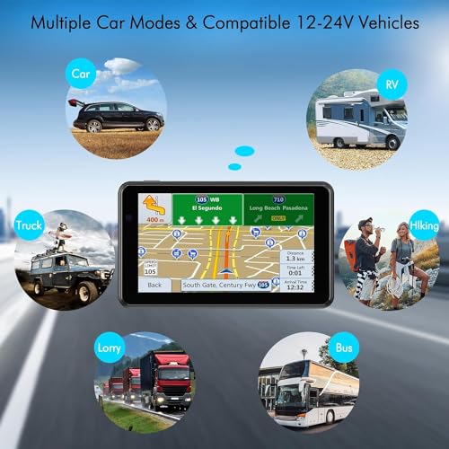 Image of 2025 GPS Navigator for Car Truck RV, North America /EU Dual Map 16G 7 in Touch Screen Car GPS, Support Voice Turn Direction Guidance /Speed and Red Light Warning /Custom Truck Routing (Black)