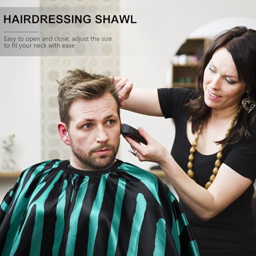 Operitacx Capa de Estilismo para Cabello Satinada Impermeable Talla Grande con Patrón de Rayas Verde para Barbería y Corte de Cabello miniatura 5
