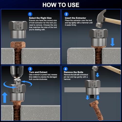 STREBITO Bolt Extractor Kit, 16PCS Cr-Mo Steel Bolt Extractor Scoket Set - image 3