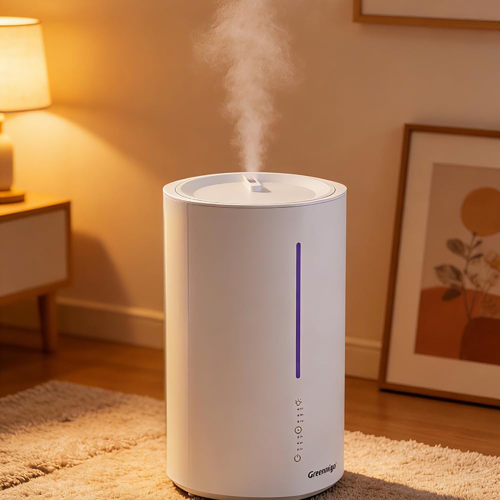 Humidificador 3L para Bebés y plantas,Difusor de Aceites Esenciales,Silencioso <28dB,Apagado Automático sin Agua,Temporizador,Luz de Noche,Blanco,para Dormitorios Oficina