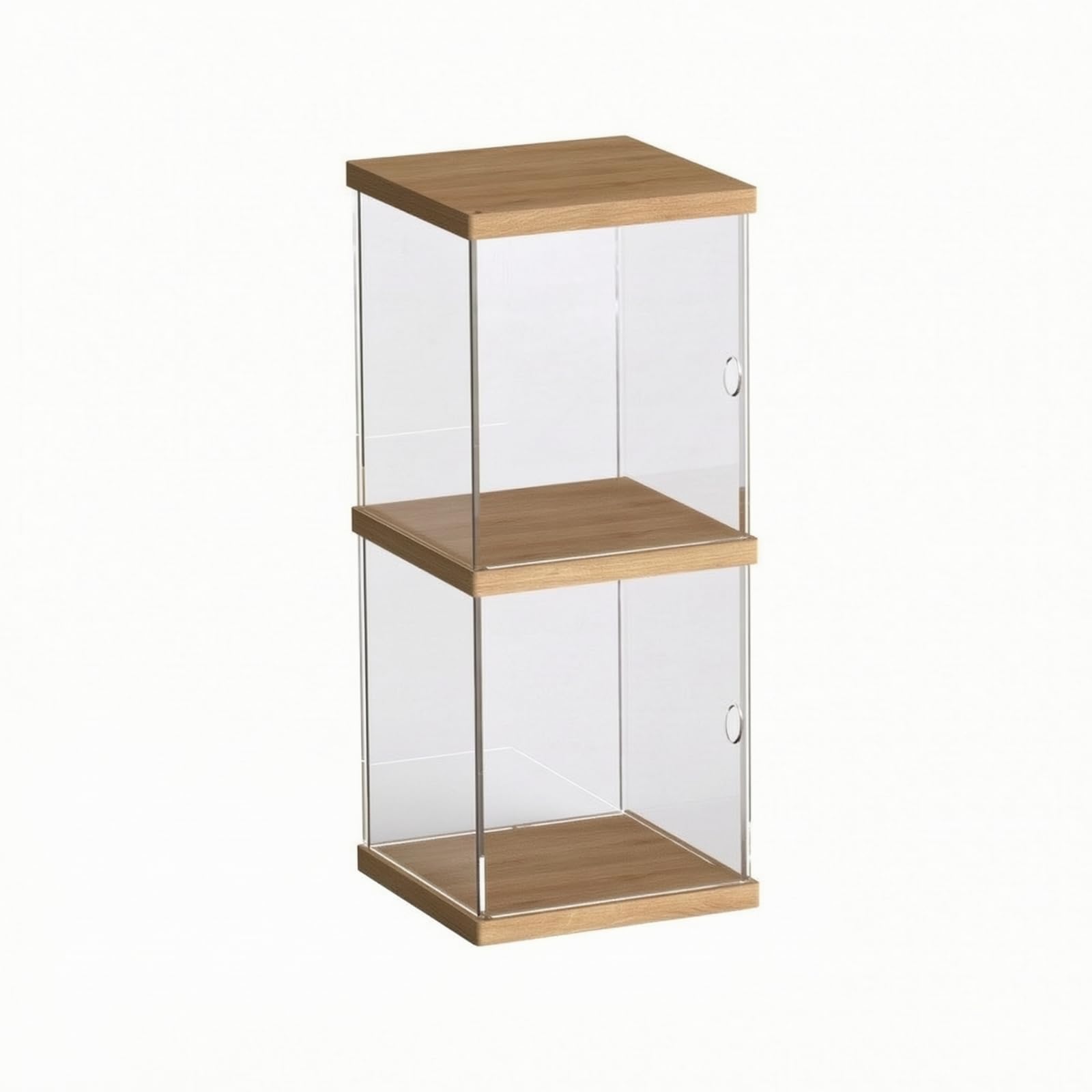Espositore per Modellini Antipolvere, Espositore A Due Livelli con Struttura in Legno E Pannelli Trasparenti, Altezza 365 Mm