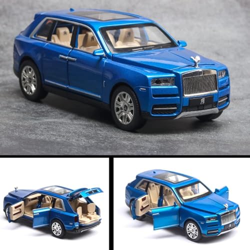 Image of Exquisite car Model 1 /24 Rolls-Royce CULLINAN Model Car,Zinc Alloy Pull Back Toy car with Sound and Light for Kids Boy Girl Gift. (Blue)