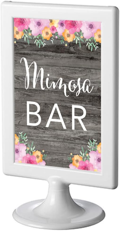 Andaz Press Framed Baby Shower Party Signs, Rustic Gray Wood Pink Floral Flowers, 4x6-inch, Babies are Sweet, Enjoy a Treat Sign, 1-Pack, Includes Reusable Photo Frame, Dessert Table Candy Buffet