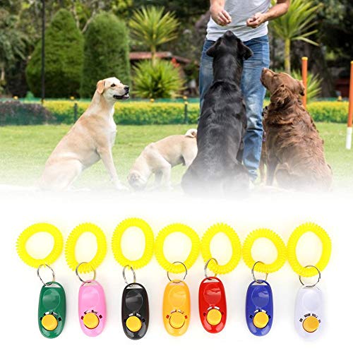 Pssopp Hundetraining Clicker mit Handgelenksbändern 7-teilig Buntes praktisches Hundetraining Clicker-Set Praktisches effektives Trainingswerkzeug für Hunde Katzen Welpen