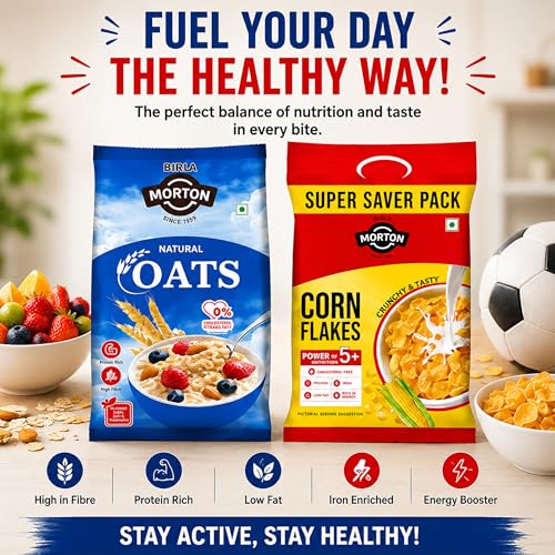 Image of Birla Morton Corn Flakes 500 Gm & Oats 100% Natural 500 Gm Pack of 2