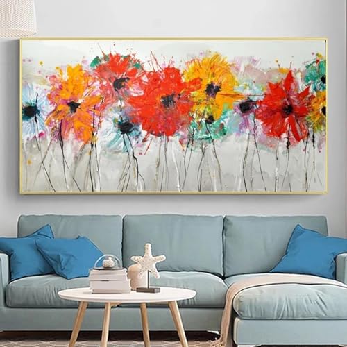 Impression d'art fleurs colorées abstraites sur toile haut de gamme