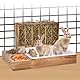 MOGOULUA 3 in 1 Heuraufe Kaninchen Holz Futterspender Heu Kaninchen mit Katzentoilette für Hamster Hölzerner Hasenfutterautomat Heuhaltergestell für kleine Haustiere(Geröstete Farbe)