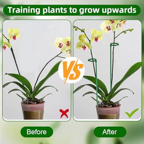 Image of HASTHIP 16Pcs Plant Support Stakes Set with Cable Ties, 45cm & 30cm Upright Plant Support Stake, 6.3mm Dia Weatherproof Reusable Glass Fiber Plants Support Rods for Gladiolus, Chili Peppers