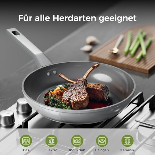 Sanho Bratpfanne 30cm, Keramikpfanne Antihaft Induktion, Omelette Pfanne – Ansicht 3