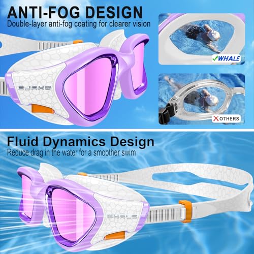 Image of Whale Swim Goggles Polarized Anti-Fog Lenses, Unisex | 100% UV Protection | Anti-Fog Goggles High Definition, Wide-Angle View