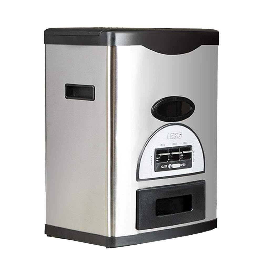 YXZYFPP Stainless Steel Rice Dispenser - Moisture-Proof Food Storage for Beans and Cereals - Automatic Metering Container (Black 10KG)