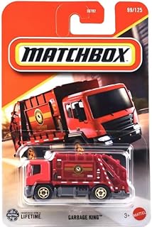 Matchbox Garbage King Dump Truck [Red] 99/125, 1:64 Scale Diecast Toy Vehicle