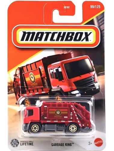Matchbox Garbage King Dump Truck [Red] 99/125, 1:64 Scale Diecast Toy Vehicle