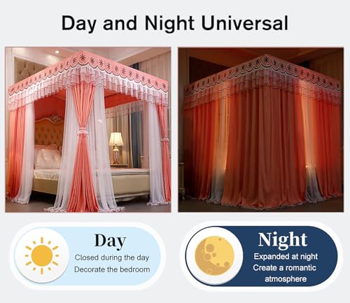 Cama de princesa con dosel de cuatro postes para dormitorio 3