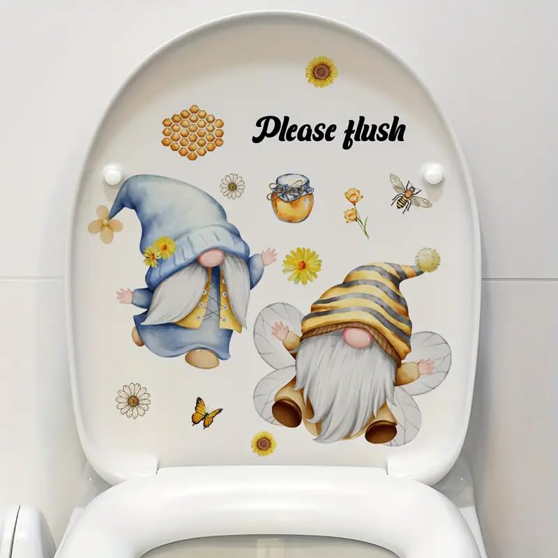 TOLOVISSanta Claus Letters Toilet Cover Sticker Decals,Flower leaf bird Waterproof Toilet Lid Tank Seat Decals Cistern Self-Adhesive Bathroom Wall Sticker, TOLOVIS-001