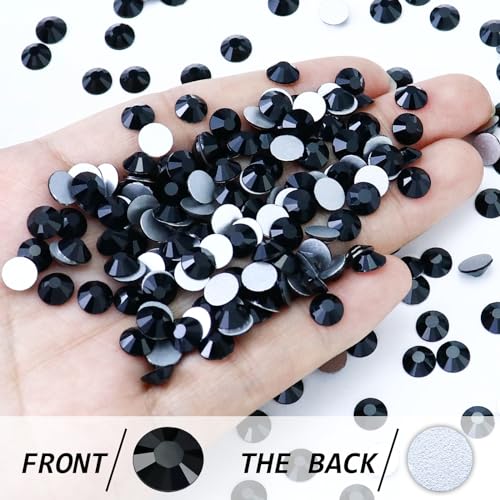 Image of 1440PCS SS4 Black Flatback Rhinestones, Round Glass Crystal Gems for Nail Art and Craft Clothes, Glue Fix Diamond Stones (1.5-1.7mm)