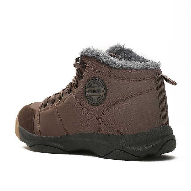 Image of UPSOLO Mens Winter Trekking Snow Boots Water Resistant Shoes Anti-Slip Fully Fur Lined Casual Lightweight Hiking Boot