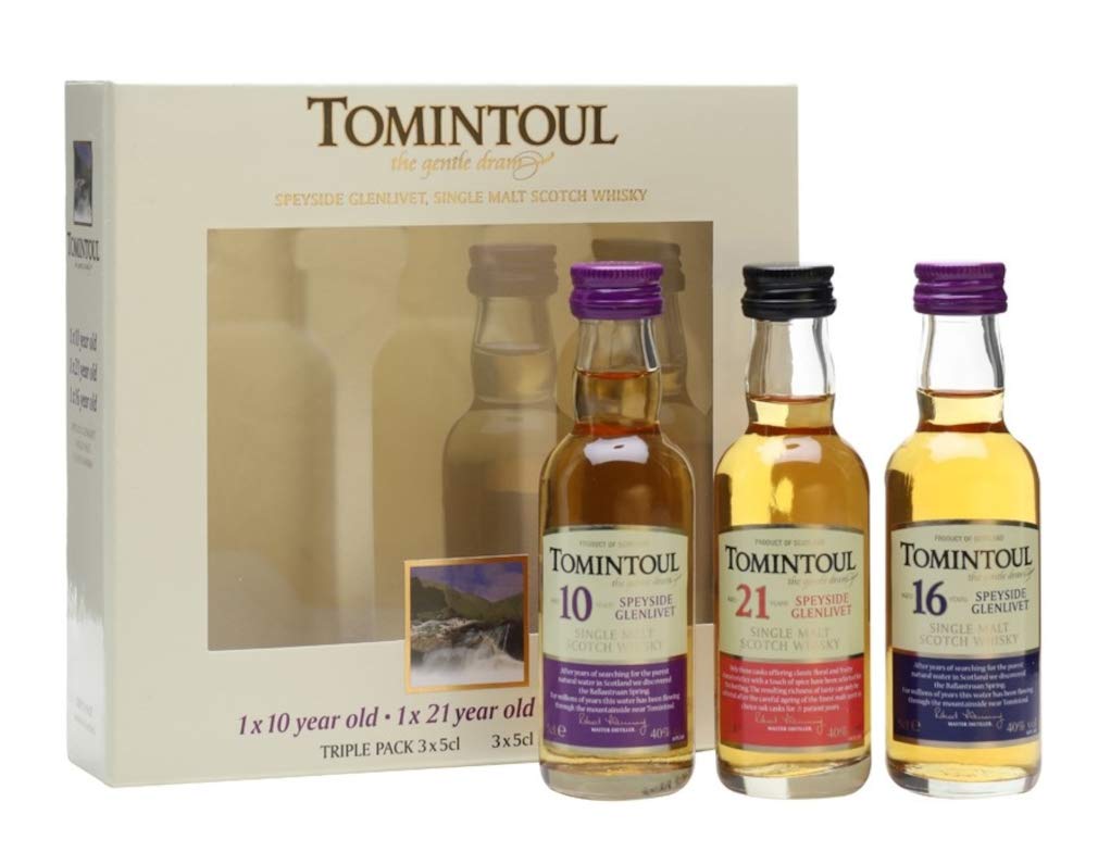Tomintoul Miniature Triple 10 Yrs, 16 Yrs & 21 Yrs Gift Pack