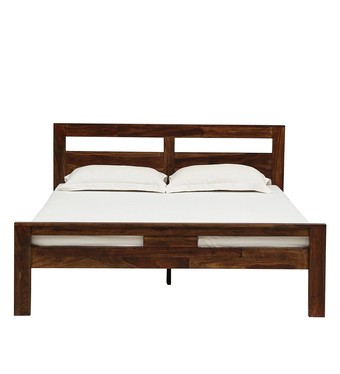 PIPERCRAFTS Sheesham Wood Platform Queen Size Matte Finish Bed Without Storage (Provincial Teak Finish)