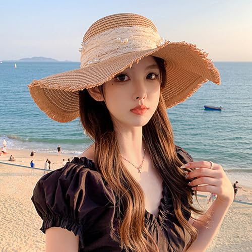 Sombrero de playa plegable con ala ancha para mujer miniatura 2