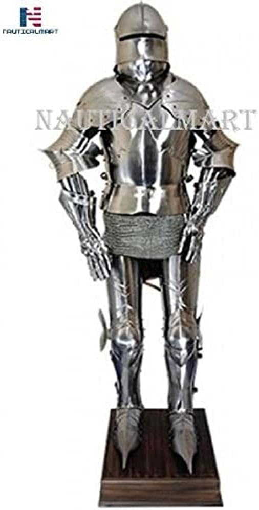 NauticalMart Medieval 15th Century Gothic Full Suit Armor - LARP Halloween Costume Silver