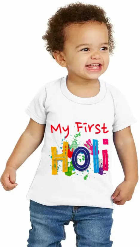 NIOS FASHION My First Holi Tshirt for Baby Boy & Girl