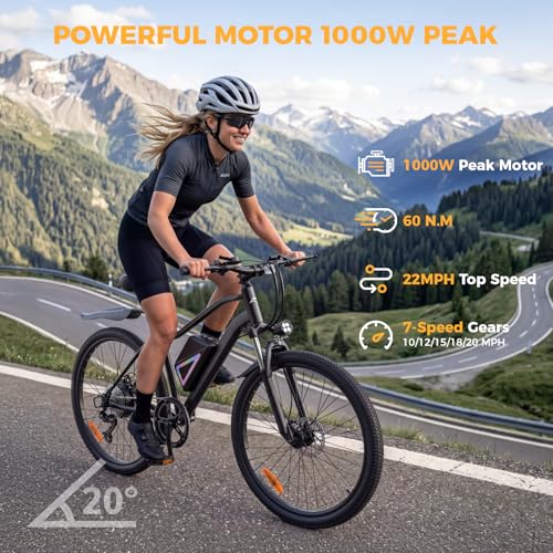 AYOLNY Electric Bike for Adults/Teens, 26" Electric Mountain Bike & 14" Foldable Commuter Ebike, 1500W/1000W Peak Motor Electric Bicycle for Commuting, 80/70/55 Miles Range 36V Battery