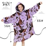 KIVEE Purple Cow Print Wearable Blanket Hoodie Oversized Fleece Sweatshirt Blanket with Giant Pocket Warm Cozy Hooded Blanket for Adult Cow Gifts for Women Men