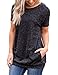 Produktbild URRU Damen-Tunika, kurz/langärmelig, Rundhalsausschnitt, lockere Passform, Tops, legere Blusen mit Seitentaschen, S-XXL - Schwarz - XX-Large