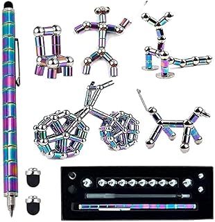 Sakiway Caneta magnética criativa para aliviar o estresse, caneta fidget de descompressão, caneta de metal magnética, caneta Strato multifuncional e deformável ímã para escrever (multicolorida)