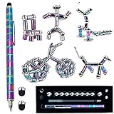 Sakiway Caneta magnética criativa para aliviar o estresse, caneta fidget de descompressão, caneta de metal magnética, caneta Strato multifuncional e deformável ímã para escrever (multicolorida)