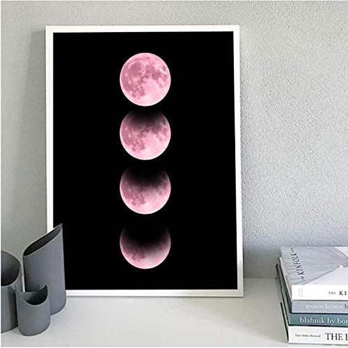 Pintura impresa abstracta de luna en canvas de 50x70cm, lienzo de pared premium