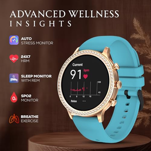 Image of GameSir GenDiva Smartwatch for Women with Bluetooth Calling, 1.69 inch AMOLED Display, 100+ Sports Modes, Health & Sleep Monitor, Voice Assistant, IP68 Waterproof, Long Battery Life,(SkyBlue)