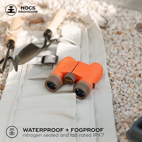 Image of Nocs Provisions Standard Issue 8x25 Waterproof Binoculars, 8X Magnification, Bak4 Prism, Wide View Multi-Coated Lenses for Bird Watching, Hiking & Backpacking - Poppy Orange II