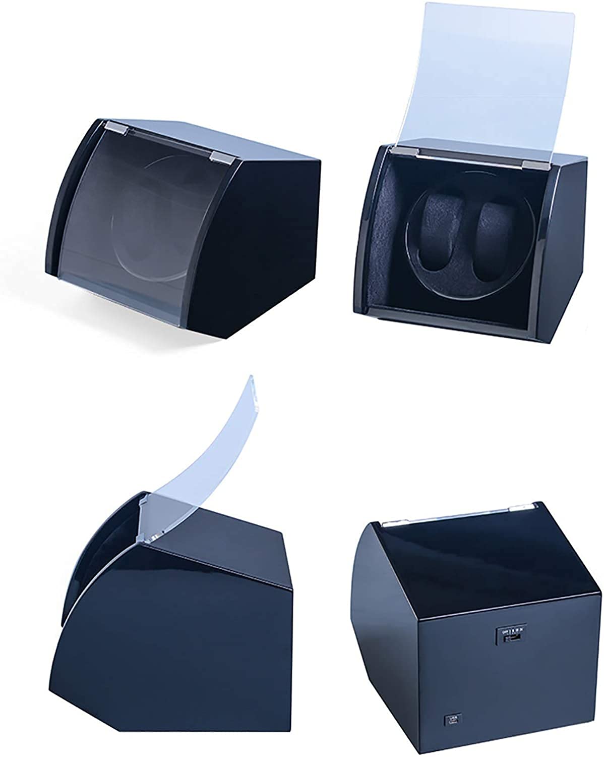 Bobinadora de Reloj Relojes de Madera de Doble posición Caja de bobinado Relojes mecánicos Bobinadora automática Almacenamiento de Reloj inclinadoAgitador de Reloj de Motor silencioso (Negro)