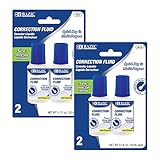 BAZIC Correction Fluid (0.7 oz / 20 ml), Soft Bristle Brush Applicator, Instant Corrections Pen White Out Wipe Out Liquid (2/Pack), 2-Packs