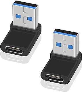 Poyiccot 90 Degree USB C to USB Adapter, USB C to USB 3.1 Adapter 10Gbps, Up & Down USB C Female to USB Male Adapter Converter Bedirectional Transfer Compatible for iMac, MacBook Pro, 2pack