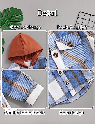 Image of Fuermos Toddler Baby Boys Clothes Flannel Lattice Button Down Hooded Tops +Pants Boys Fall Winter Outfits